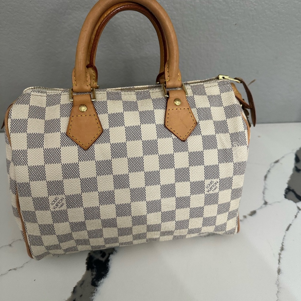 Checkered Handbag with Tan Accents